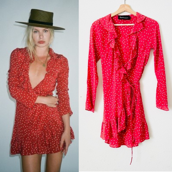 Realisation Par XS red star 100% silk mini dress - Picture 1 of 6